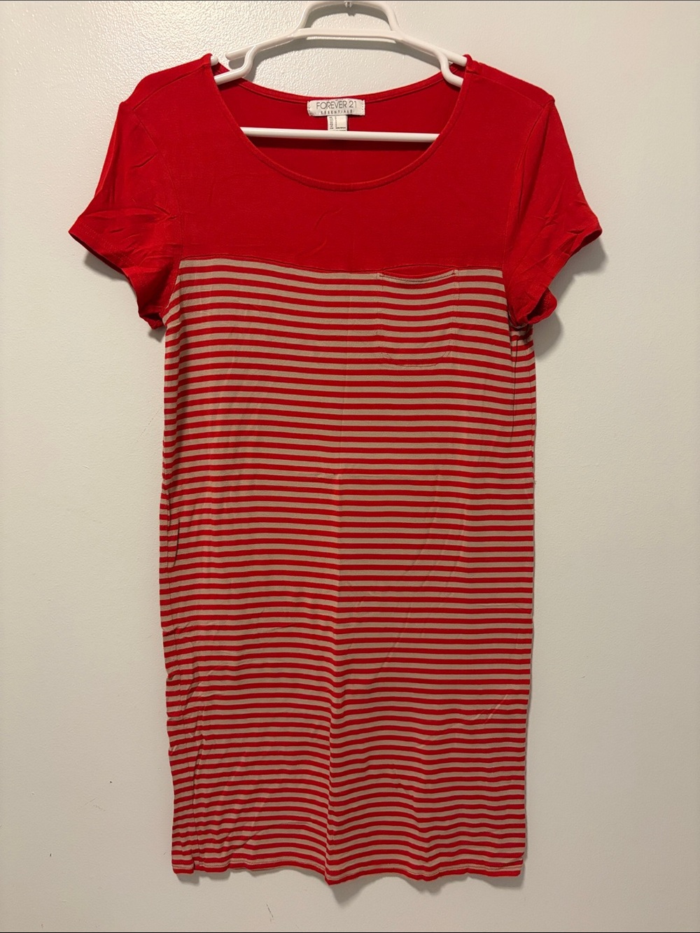 Forever 21 Red Striped Short Sleeve Dress - Size Small